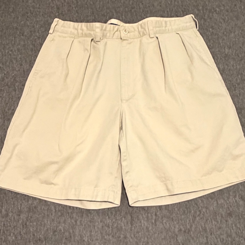 Polo Ralph Lauren Tyler‎ Short Mens 36 Khaki Tan Pleated Cotton Chino Shorts